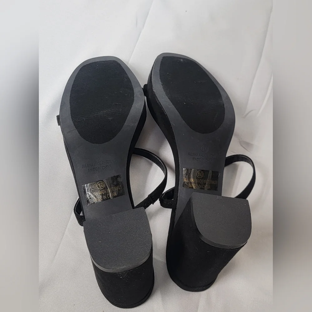 Lulus Rimona Black Suede High Heel Slide Sandals Womens Size 10 New